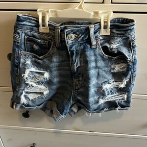 American Eagle Outfitters Blue Jean Shorts Distressed Casual